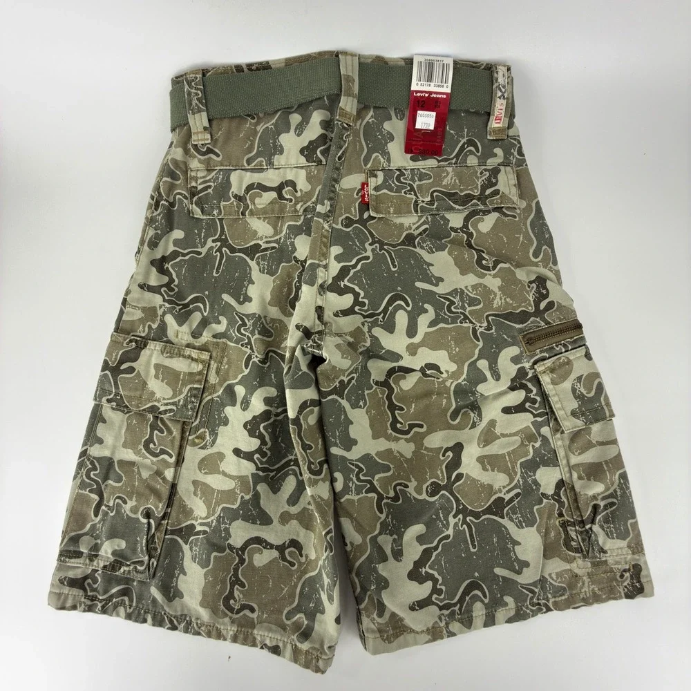 Levis Boys Size 12 Regular Camo Cargo Shorts Workwear NWT NOS 2000s Y2K